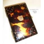 Victorian pique ware tortoiseshell card case, approx. 11.5cm long