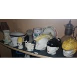 Quantity of assorted pottery and china, inc. match strikers, Honiton, retro Swineside Ceramics