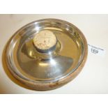 Art Deco silver cigar ashtray with wooden surround. Hallmarked for London 1938, maker Charles &