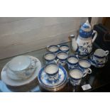 Wilton Ware 'ye old Chinese willow' pattern coffee set and Japanese porcelain trio