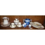 Dr Roberts of Bridport blue and white ointment pot, Grindley sandwich plate set and other china