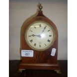 Edwardian arch-topped mantle clock in mahogany case, movement by Elliot