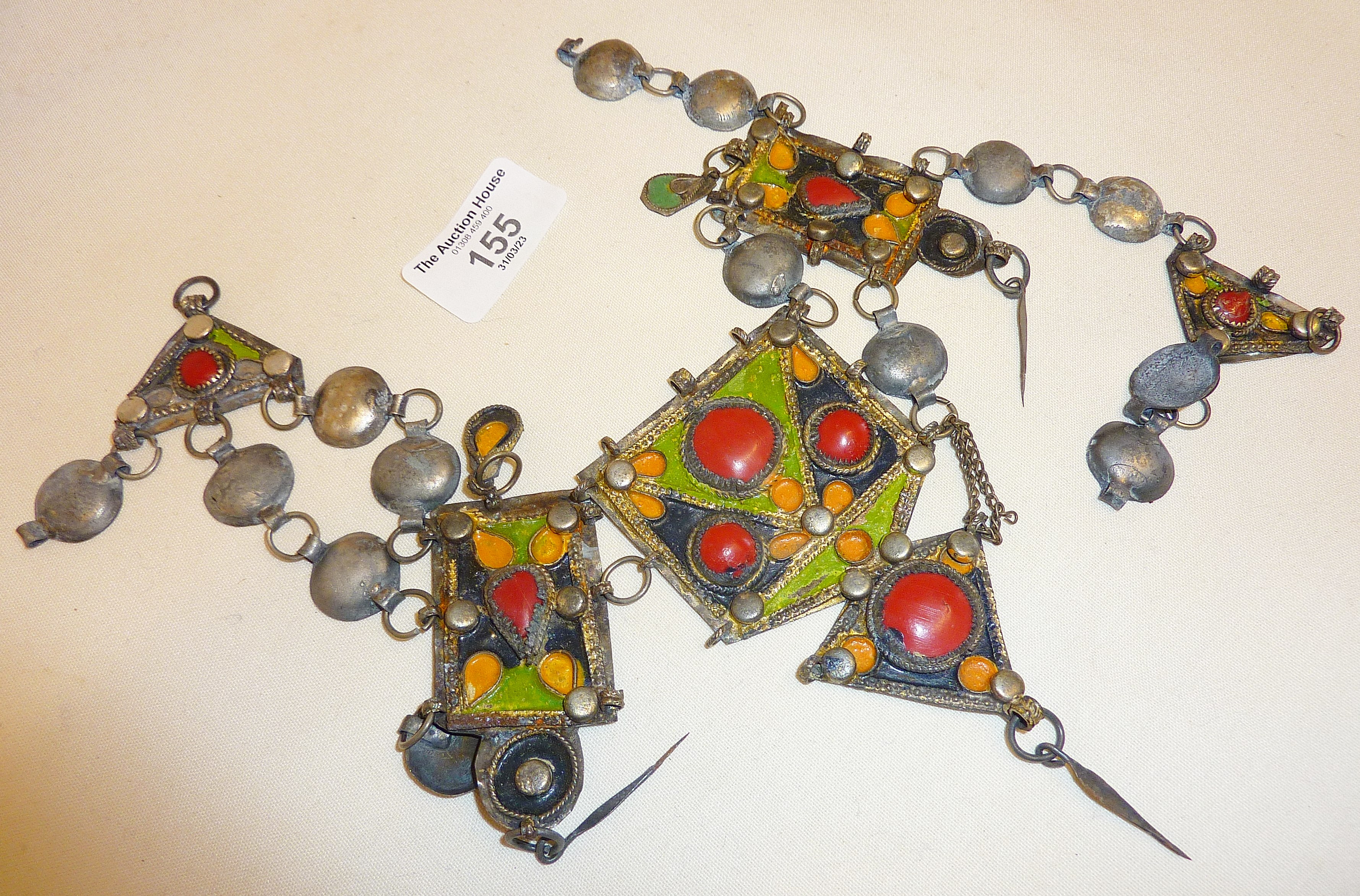 Berber silver and enamel panel necklace (A/F)