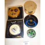 Vintage powder compacts, and a celluloid and metal vinaigrette marked as PATENT APP FOR