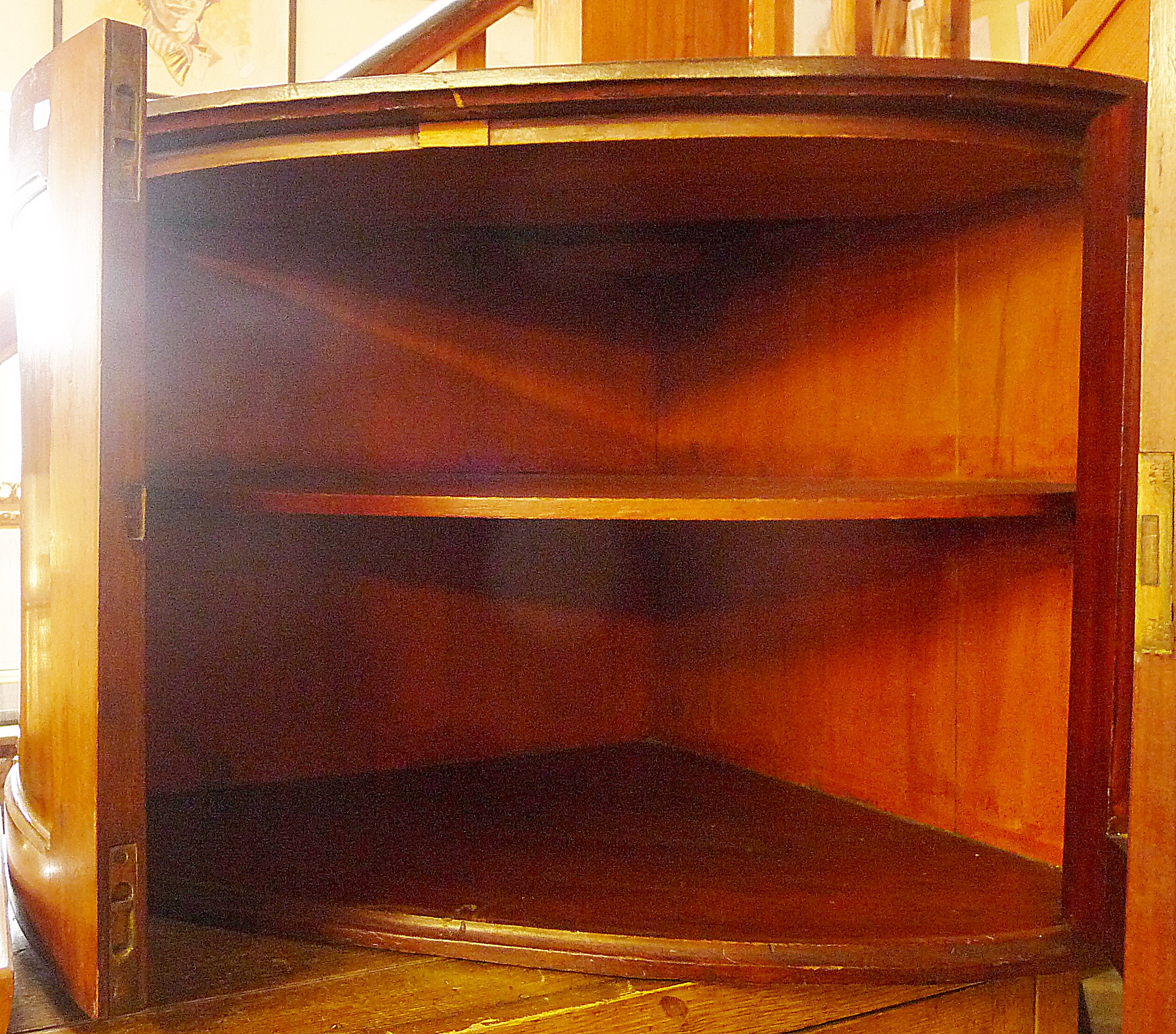 Mahogany bow-fronted wall hung corner cupboard - Image 2 of 3