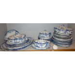 Extensive Ridgway's blue and white "Chiswick" pattern dinner service with four tureens, four meat