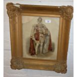 19th c. hand coloured and overpainted print portrait full length of the Duke of Wellington with