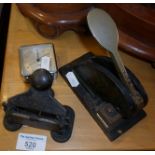 Antique desk hole punch, embossing stamp and Mappin clock