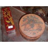 Indian lacquer picnic box and similar glove box