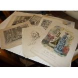 Folio of 12 various prints, inc. three Judaic subjects. Together with 28 prints after Detmold,