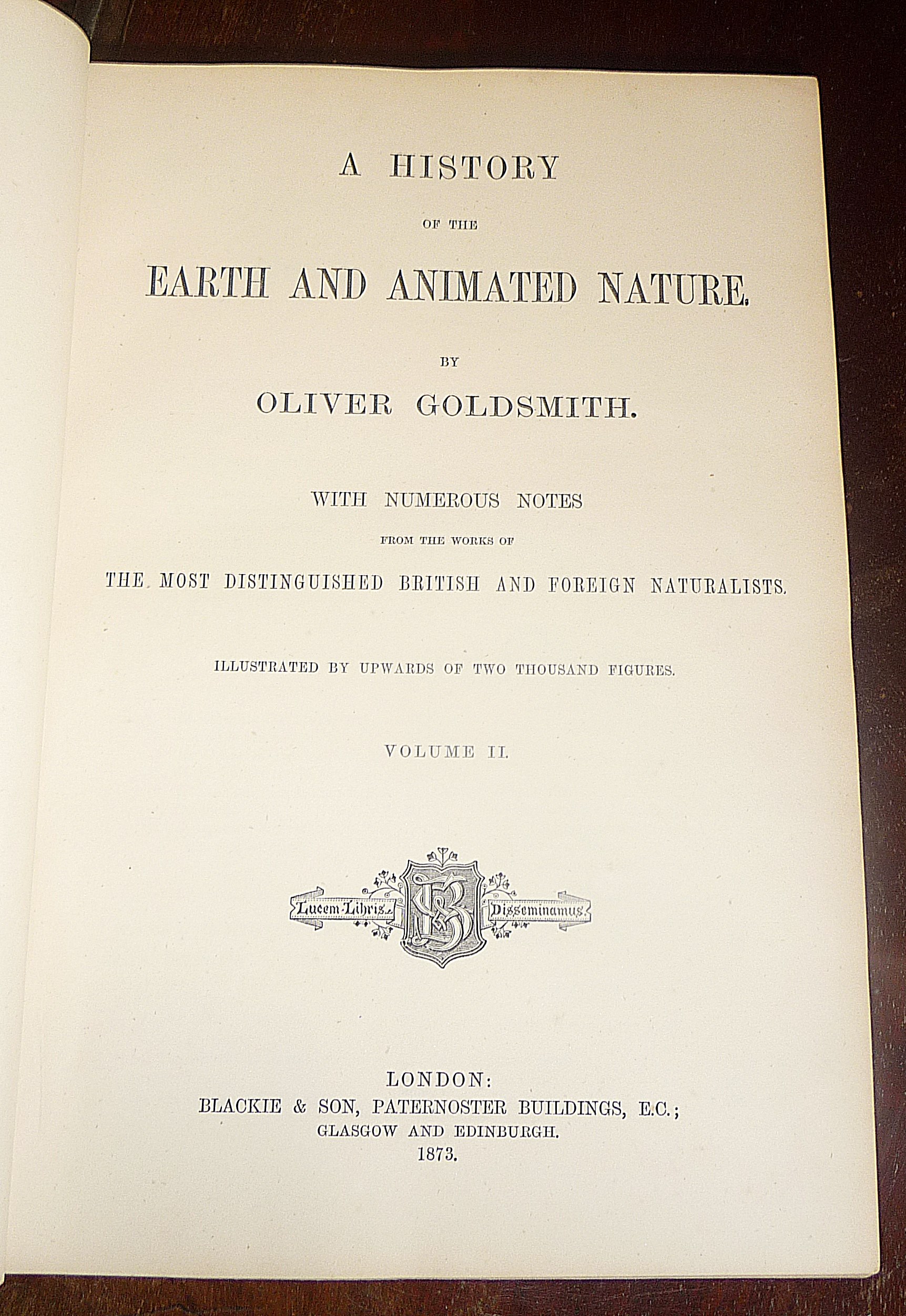 A History of Earth and Animated Nature by Oliver Goldsmith 1873, 2 vols half leather, illustrated - Image 3 of 3