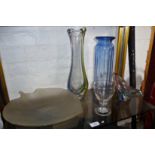 A Victorian glass rummer and four various coloured glass vases