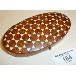 Finely inlaid Anglo-Indian oval box, c. 12cm long