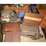 Collection of assorted vintage medical instruments and boxes