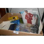 Assorted sewing accessories, patterns and fabrics