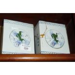Pair of Chinese porcelain blue and white flower bricks with four character marks - one A/F,