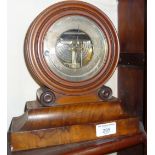19th c. walnut cased round holosteric mantle barometer (A/F)