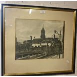 Monotone lithograph of a French town scene after R.D. Wilson 1964