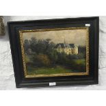 Oil on canvas of a chateau in Schleswig Holstein, dated verso 1907, unsigned