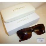 Vintage Gianni Versace tortoiseshell sunglasses in case and box, marked as MOD 372/DM COL 900 TO.