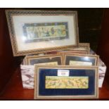 8 assorted Persian paintings in inlaid frames