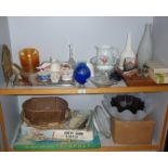 Assorted china and glassware etc. (two shelves)