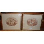 Two Bartolozzi engravings titled "Water" and "Earth"