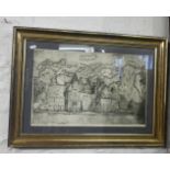 Large etching of The Manor House at Studland, signed and dated Simon Winch 1970