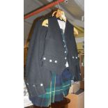Child's Scottish kilt outfit comprising tartan kilt, jacket, waistcoat, collar and shorts