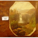 William Mellor (1851-1931) oil on board of High Force in Teesdale, unframed, 8" x 6"