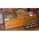 Smoker's companion box with compartments for cigars, cigarettes and a tobacco jar, and an Art Deco