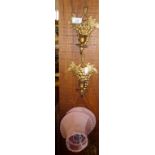 Pair of gilt metal "grapes" wall candleholders with shades