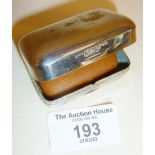 WW2 German officer's Luftwaffe chrome soap dish with original soap bar, marked as GUSTAV LOHSE