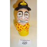 Hand painted plaster egg detailing the registered and unique clown make-up used by local entertainer