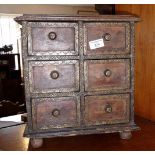 Chest of six spice drawers with decorative brass edging