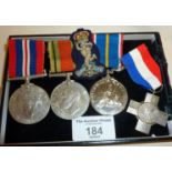 WW2 medals, a National Service medal and a hallmarked silver General Service Cross medal (named)