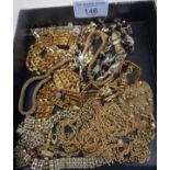 1980s gold tone costume jewellery necklaces inc. Monet, and some 9ct gold earrings