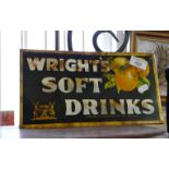 Vintage Wright's Soft Drinks advertising shop display sign