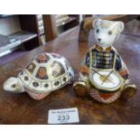 Royal Crown Derby Teddy Bear drummer and a similar tortoise