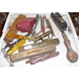 Vintage tools, inc. a small Stanley Bullnose wood plane and brass levels, etc.