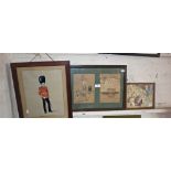 A Margaret Tarrant print, a double mounted print with dogs by Cecil Aldin and a picture of an