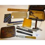 Various fountain pens and pencils, inc. Mabie Todd & Co. Blackbird and the John Bull pen (both