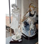 A Guiseppe Armani figure of a young woman in love and a large Edoardo Tasca Capodimonte porcelain