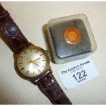 Vintage 1970s 9ct gold Garrard wrist watch, with engraved inscription under relating to Unigate,