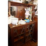 Edwardian oak two-door display cabinet dresser with mirrors to top