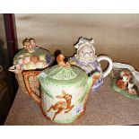 A Wadeheath Walt Disney teapot and two other teapots