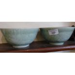 Pair Chinese celadon bowls, 16cm diameter