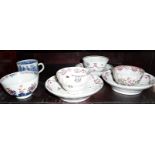 Assorted tea bowls (5) and three saucers