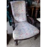 Victorian upholstered mahogany open armchair