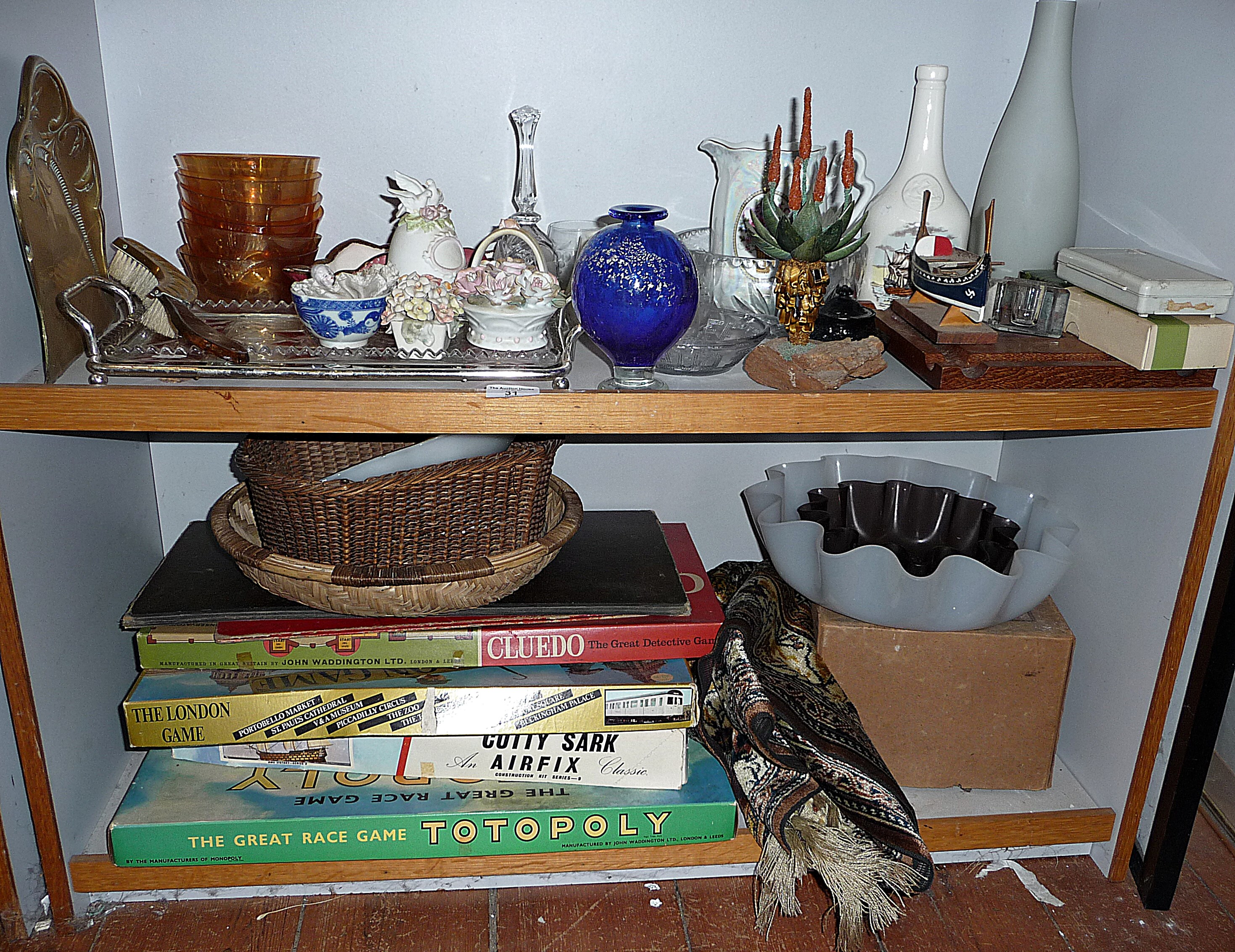 Assorted china and glassware etc. (two shelves)